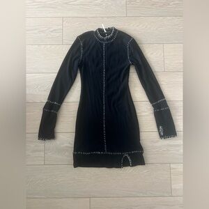 Free People Miranda Mini dress size xs black with white contrast stitching